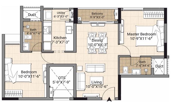 RAGHAV UTOPIA 1 BHK Floor Plan