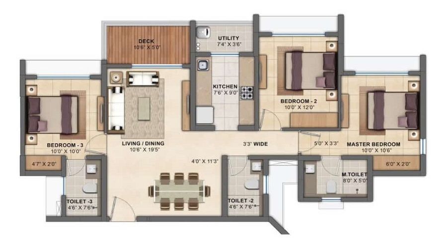 RAGHAV UTOPIA 2 BHK Floor Plan
